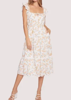 Lost + Wander Dresses*Acropolis Hills Midi Dress WHITE-ORANGE-FLORAL