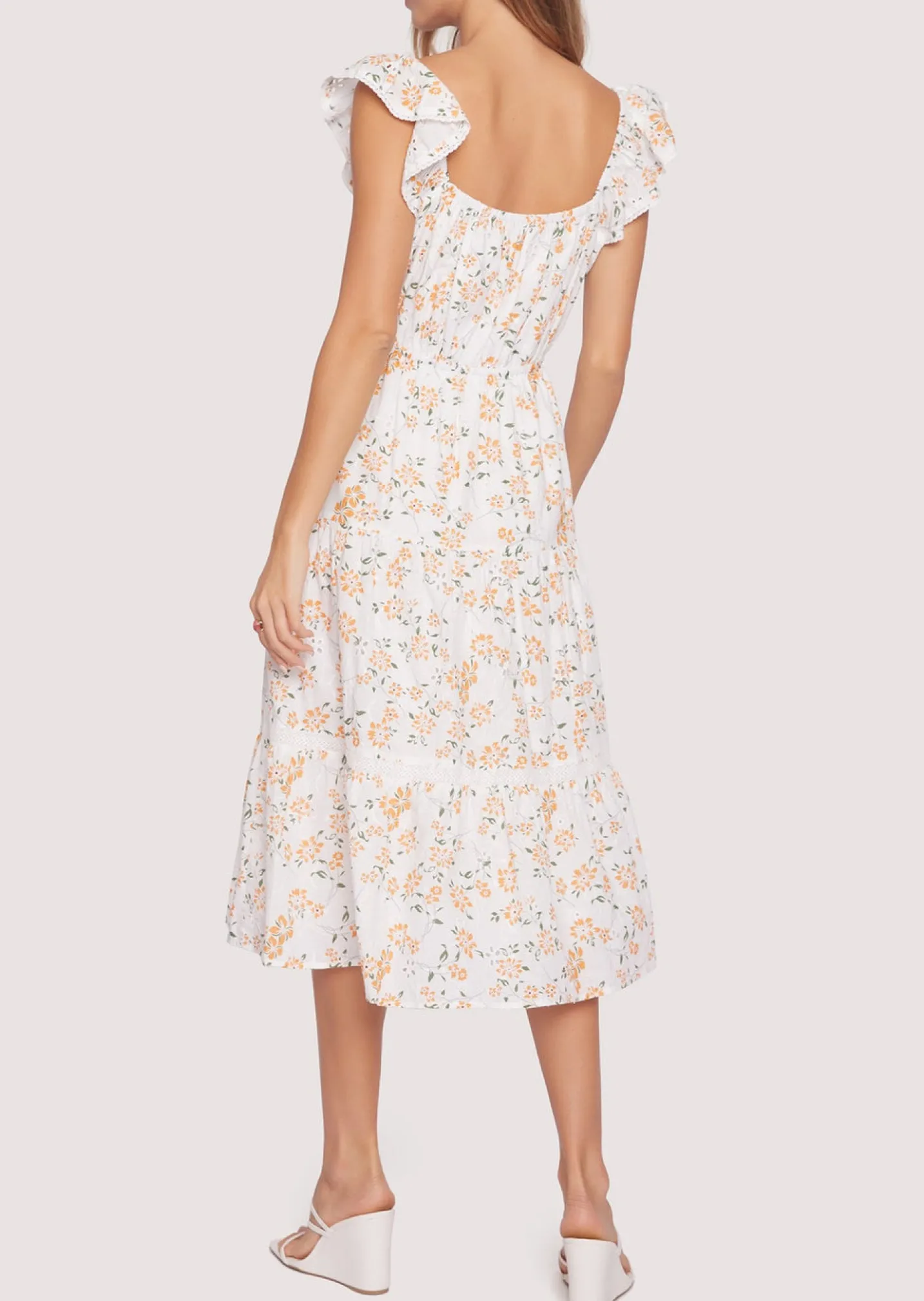 Lost + Wander Dresses*Acropolis Hills Midi Dress WHITE-ORANGE-FLORAL