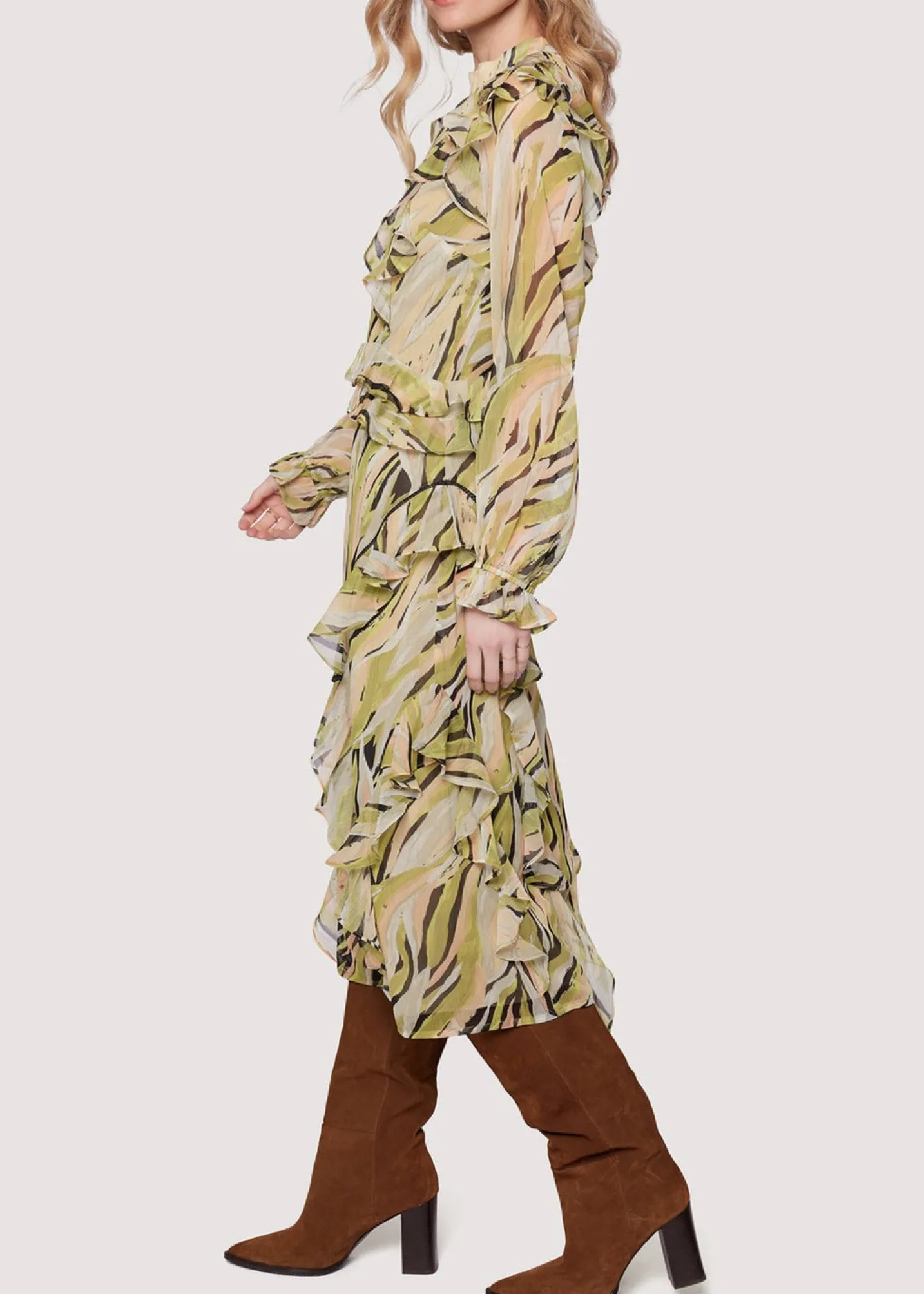 Lost + Wander Dresses*Arroyo Willow Midi Dress GREEN-MULTI