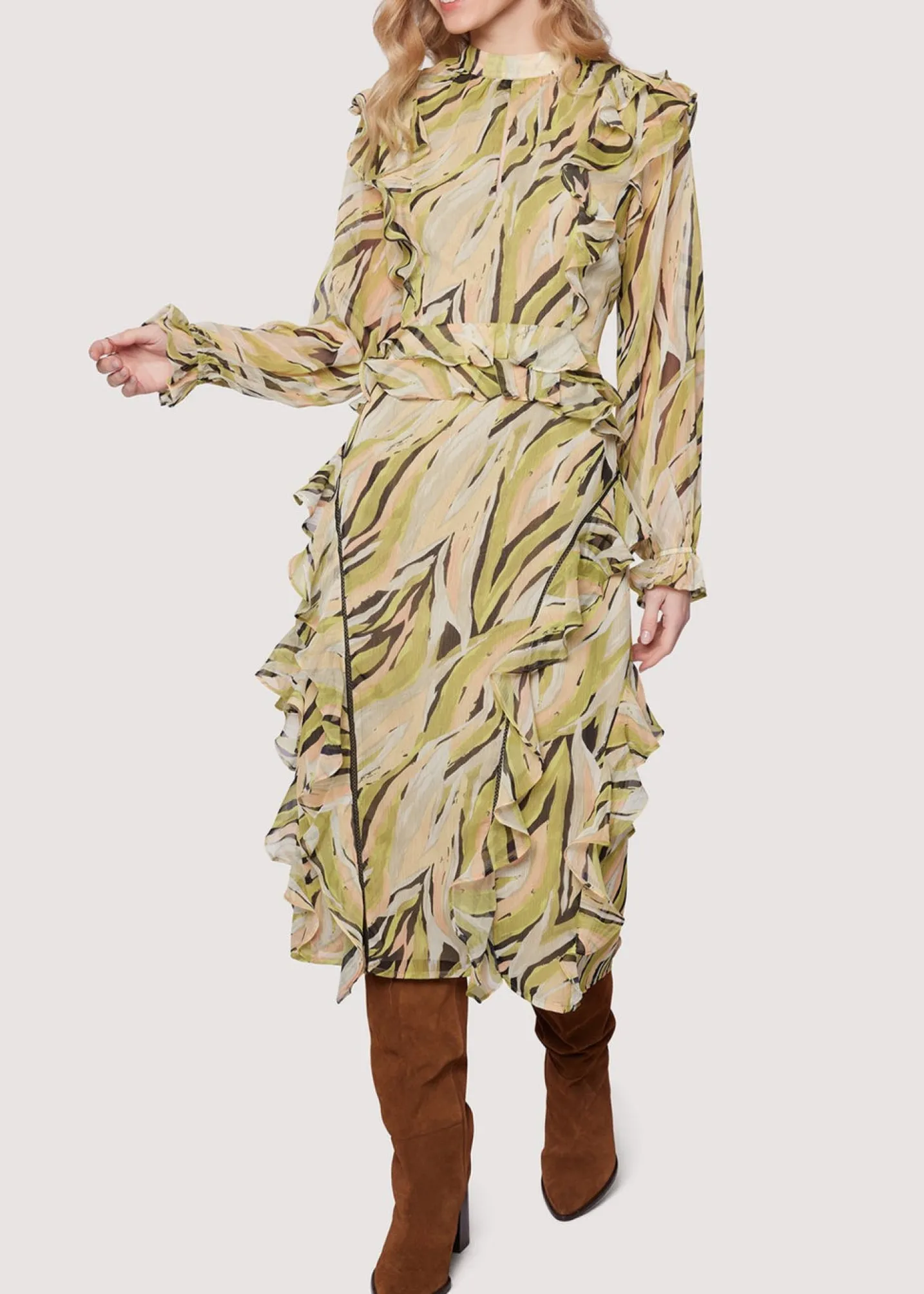 Lost + Wander Dresses*Arroyo Willow Midi Dress GREEN-MULTI