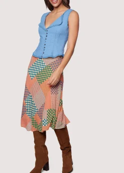 Lost + Wander Skirts*Blissful Mesa Midi Skirt ORANGE-MULTI