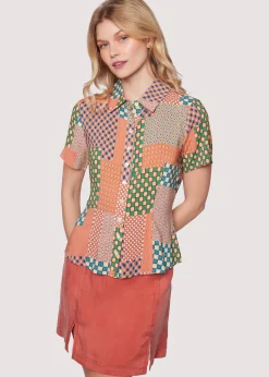 Lost + Wander Tops*Blissful Mesa Short Sleeve Shirt ORANGE-MULTI