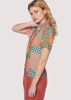 Lost + Wander Tops*Blissful Mesa Short Sleeve Shirt ORANGE-MULTI