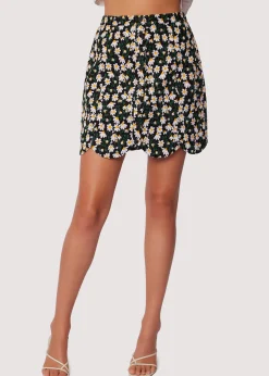 Lost + Wander Sets*Chamomile Hills Mini Skirt BLACK-WHITE-FLORAL