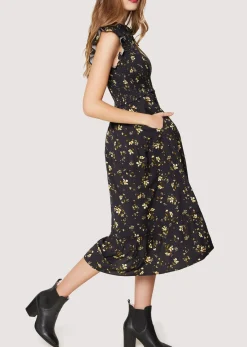Lost + Wander Dresses*Champagne Daisy Midi Dress BLACK-YELLOW-FLORAL