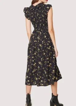 Lost + Wander Dresses*Champagne Daisy Midi Dress BLACK-YELLOW-FLORAL