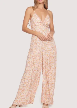 Lost + Wander Romper and Jumpsuits*Coastal Daisies Jumpsuit ORANGE-WHITE