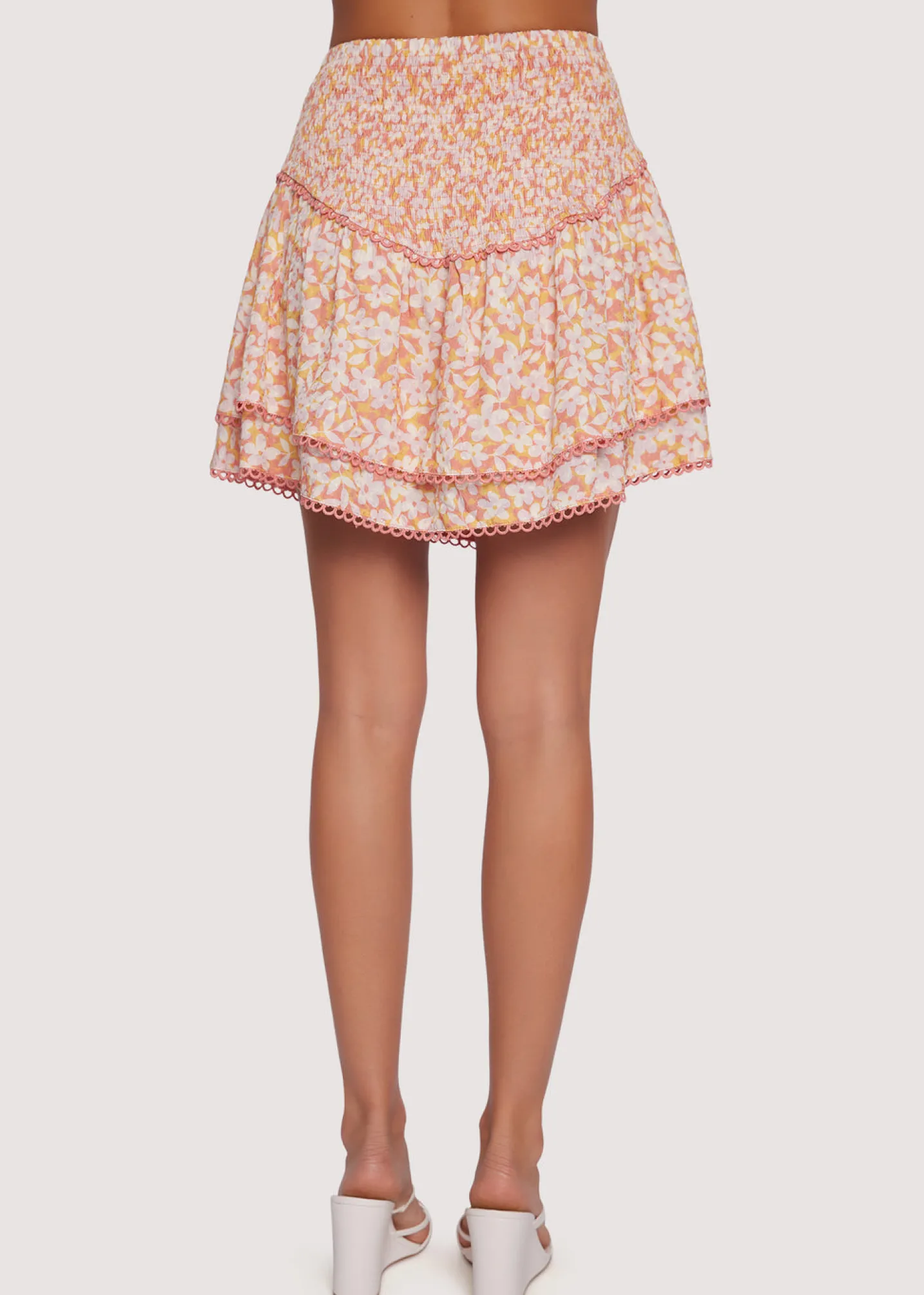 Lost + Wander Sets*Coastal Daisies Mini Skirt ORANGE-WHITE