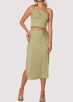 Lost + Wander Skirts*Coconut Paradise Midi Skirt GREEN