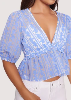 Lost + Wander Tops*Crete Escape Top BLUE-WHITE-FLORAL