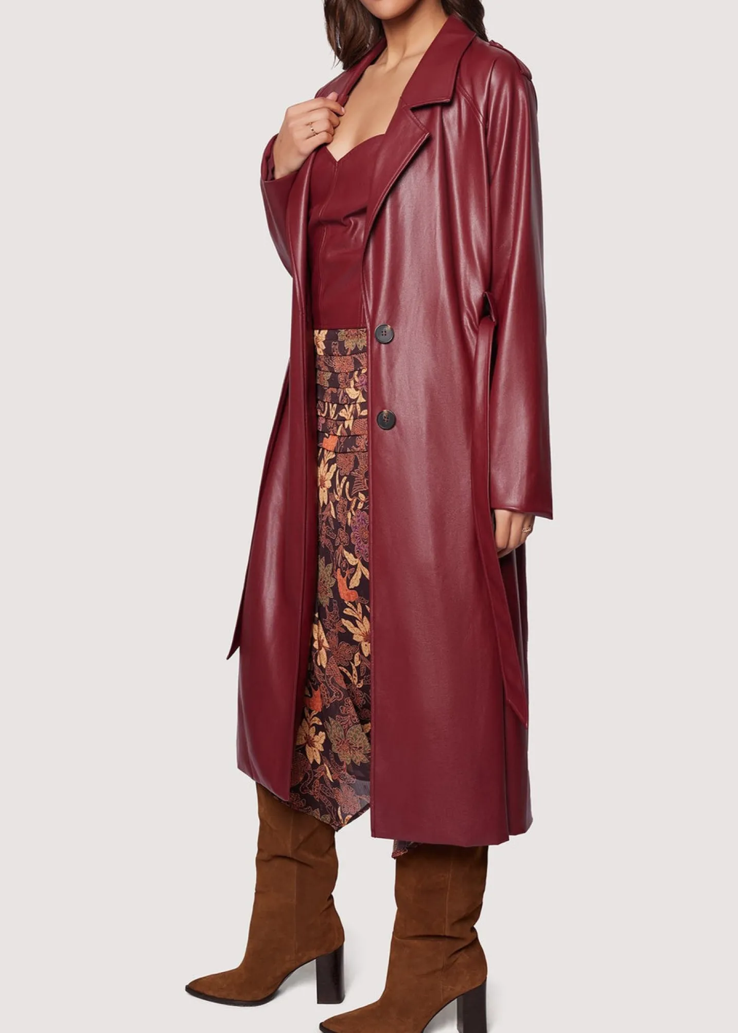 Lost + Wander Outerwear*Crimson Holly Trench Coat MERLOT