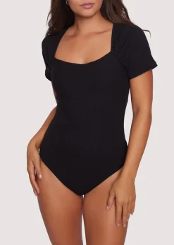 Lost + Wander Tops*Delphi Short Sleeve Bodysuit BLACK