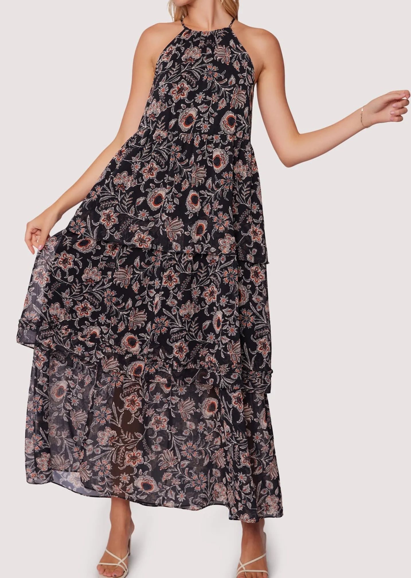 Lost + Wander Dresses*Eclipse Of The Heart Maxi Dress BLACK-CREAM-FLORAL