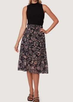 Lost + Wander Sets*Eclipse Of The Heart Midi Skirt BLACK-CREAM-FLORAL