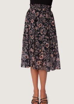 Lost + Wander Sets*Eclipse Of The Heart Midi Skirt BLACK-CREAM-FLORAL