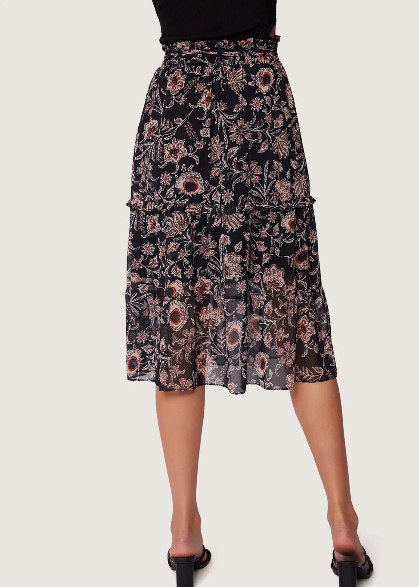 Lost + Wander Skirts*Eclipse Of The Heart Midi Skirt BLACK-CREAM-FLORAL
