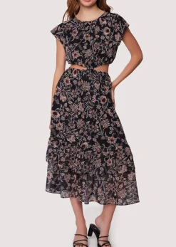 Lost + Wander Dresses*Eclipse Of The Heart Midi Dress BLACK-CREAM-FLORAL