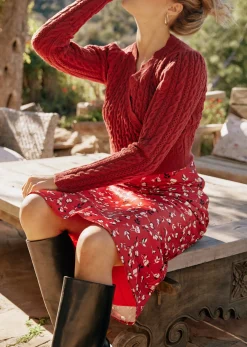 Lost + Wander Skirts*Falling In Love Midi Skirt RED WHITE FLORAL