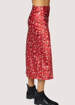 Lost + Wander Skirts*Falling In Love Midi Skirt RED WHITE FLORAL
