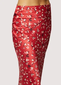 Lost + Wander Skirts*Falling In Love Midi Skirt RED WHITE FLORAL