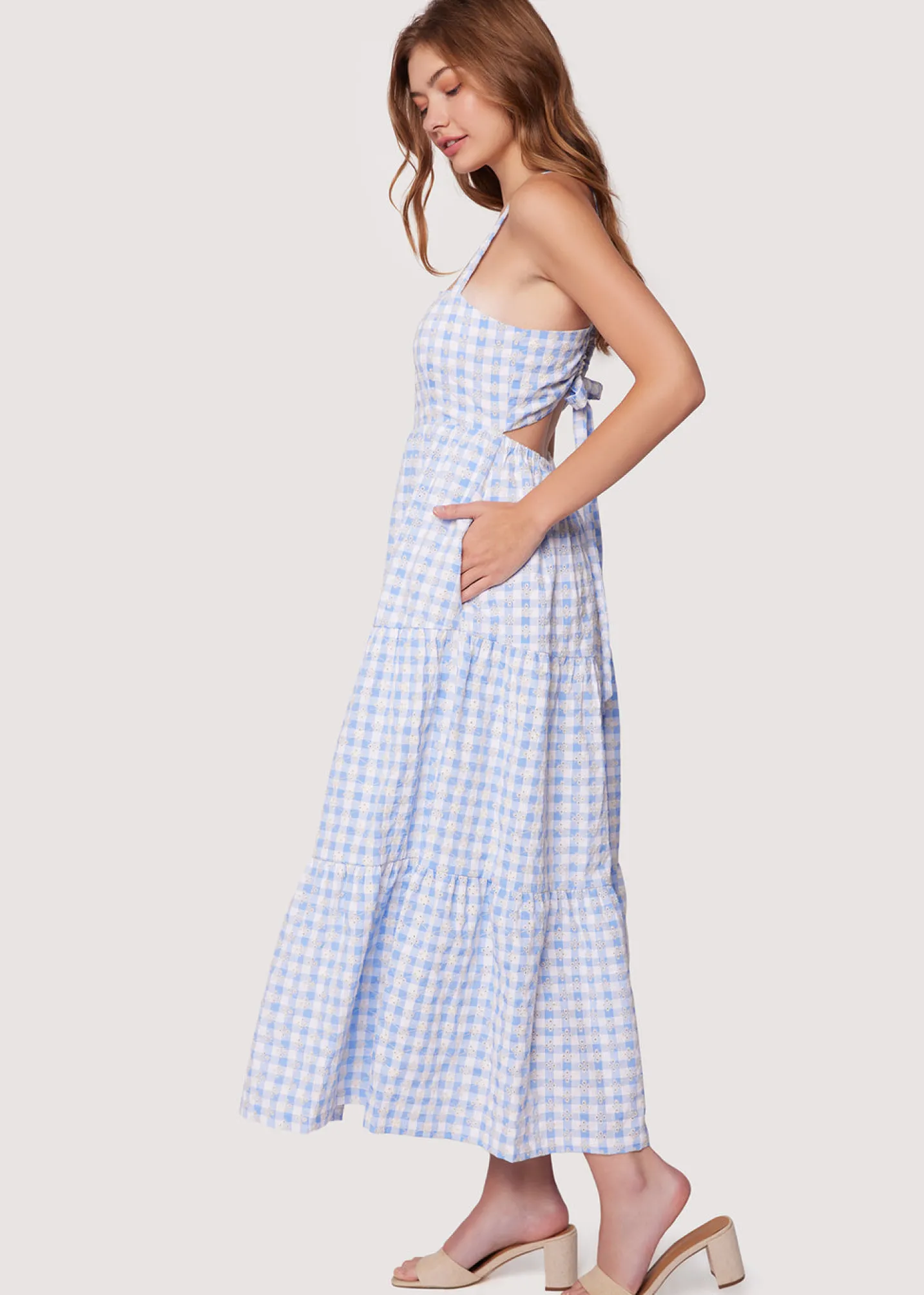 Lost + Wander Dresses*Field Day Maxi Dress BLUE-WHITE-GINGHAM