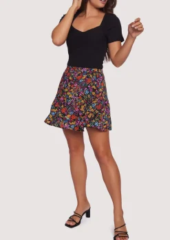 Lost + Wander Skirts*Flora Garden Mini Skirt BLACK-LAVENDER