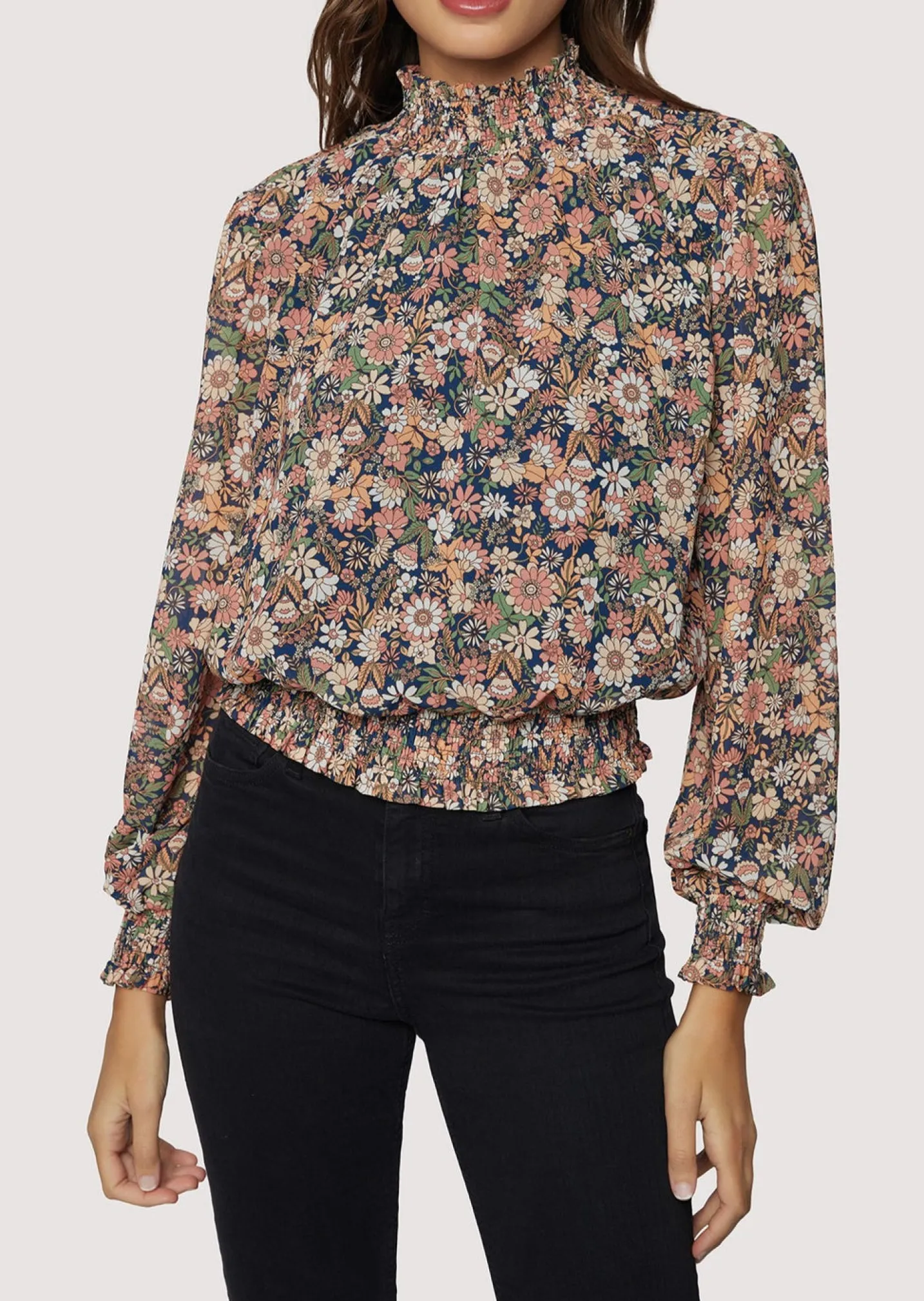 Lost + Wander Tops*Flower Power Top NAVY-FLORAL
