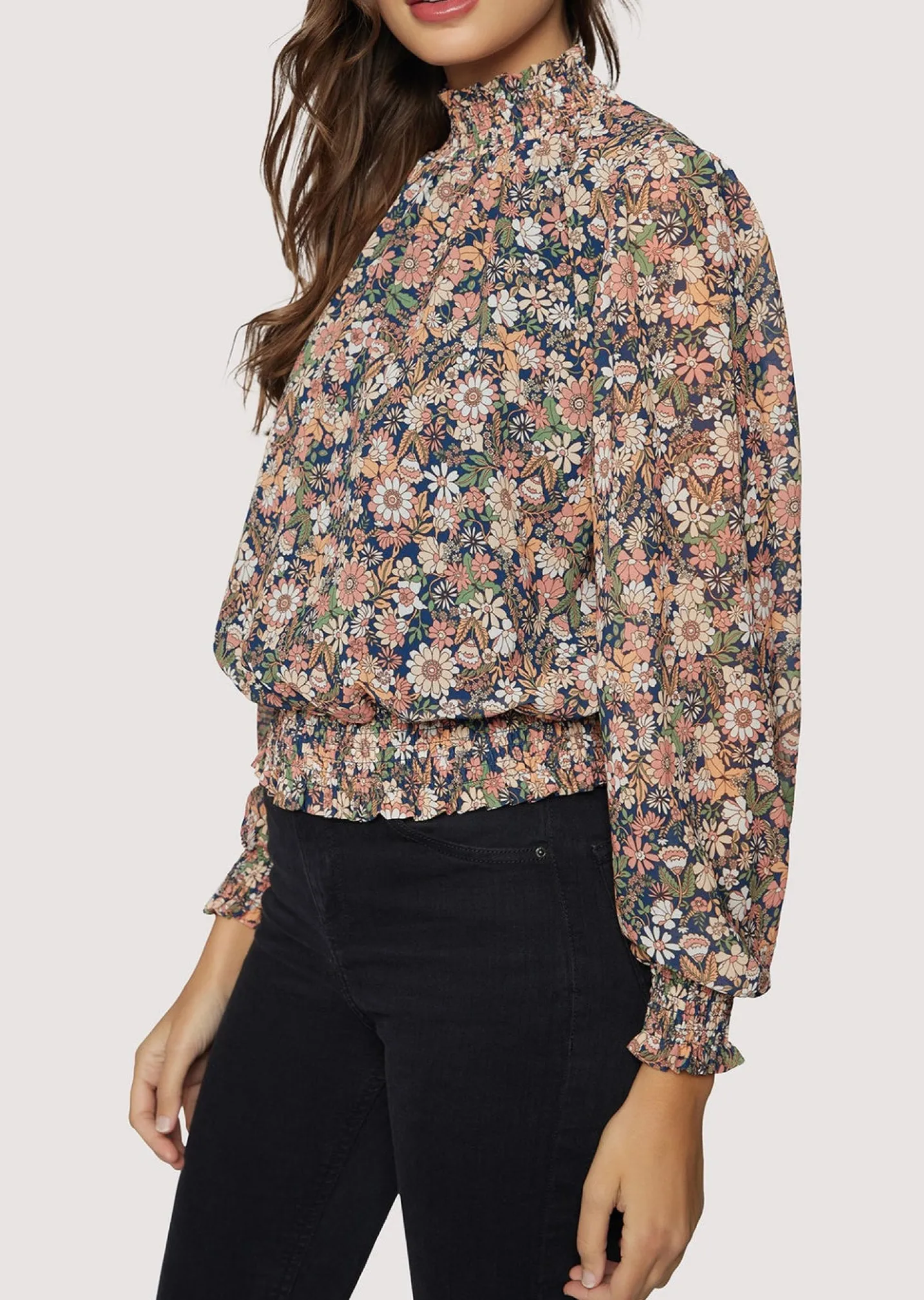 Lost + Wander Tops*Flower Power Top NAVY-FLORAL