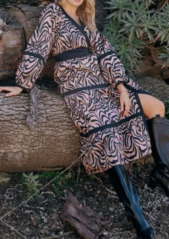 Lost + Wander Dresses*Ladies Night Maxi Dress IVORY-BLACK-ANIMAL