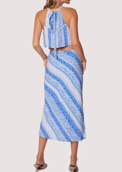 Lost + Wander Skirts*Love Me True Midi Skirt BLUE-WHITE-STRIPE