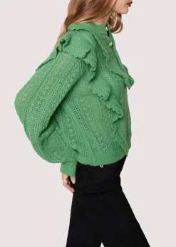 Lost + Wander Sweaters*Maddy Ruffle Polo Top SAGE-GREEN