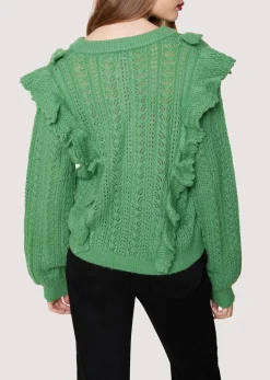 Lost + Wander Sweaters*Maddy Ruffle Polo Top SAGE-GREEN