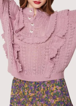 Lost + Wander Tops*Maddy Ruffle Polo Top DUSTY-MAUVE