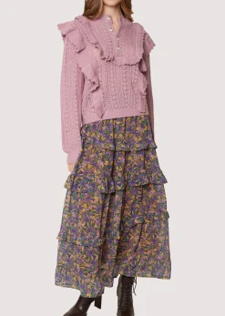 Lost + Wander Sweaters*Maddy Ruffle Polo Top DUSTY-MAUVE