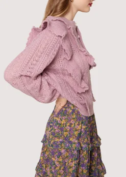 Lost + Wander Sweaters*Maddy Ruffle Polo Top DUSTY-MAUVE