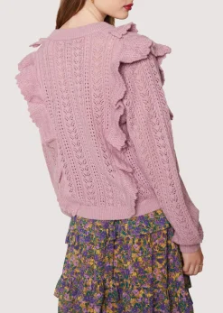 Lost + Wander Sweaters*Maddy Ruffle Polo Top DUSTY-MAUVE