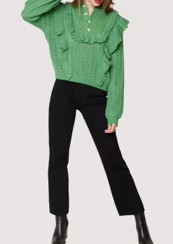 Lost + Wander Tops*Maddy Ruffle Polo Top SAGE-GREEN