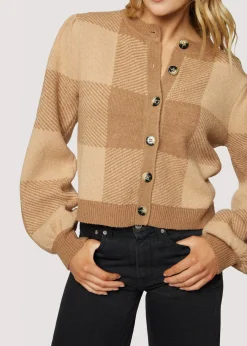 Lost + Wander Tops*Nature School Cardigan CAMEL-GINGHAM