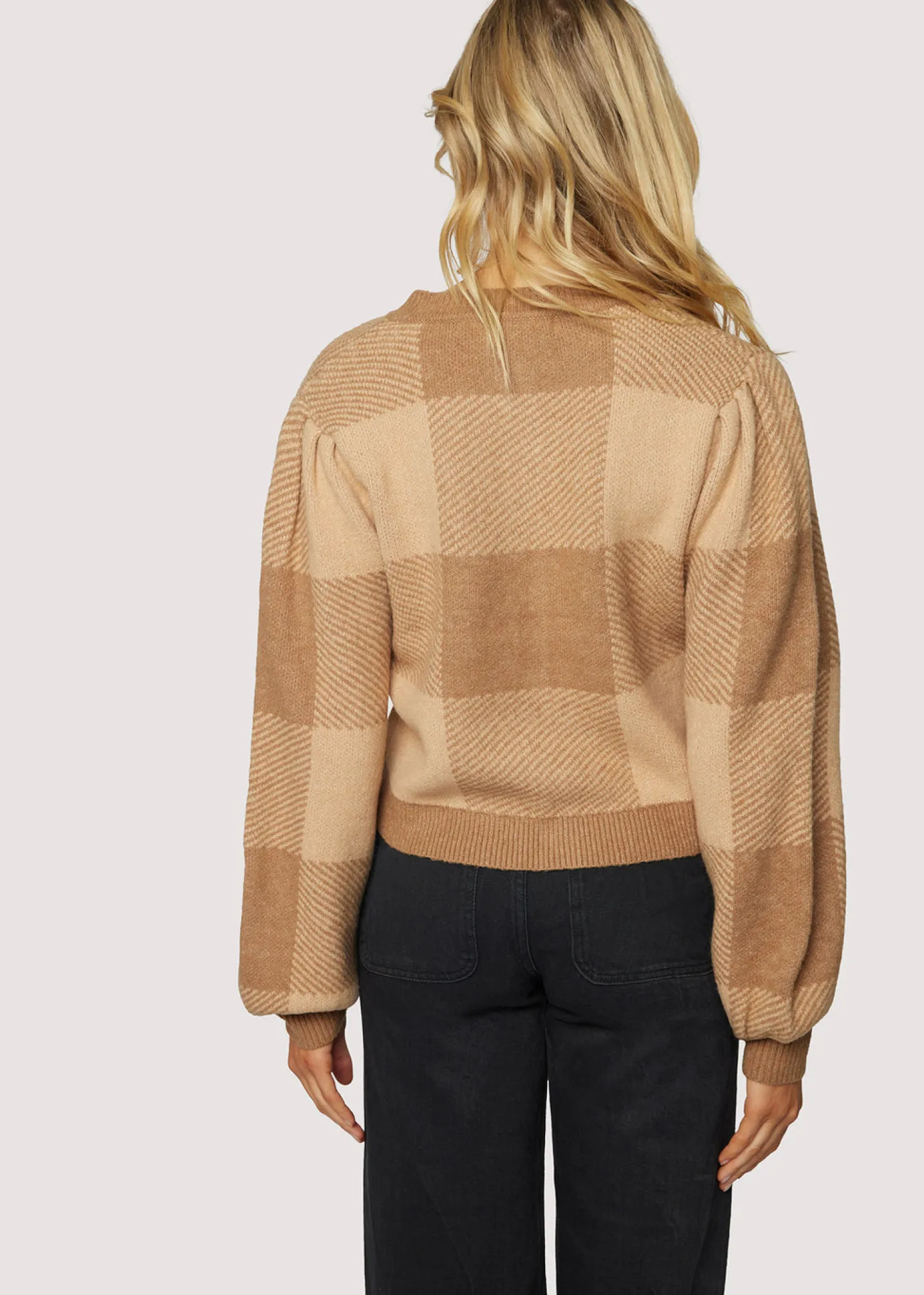 Lost + Wander Tops*Nature School Cardigan CAMEL-GINGHAM