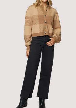 Lost + Wander Sweaters*Nature School Cardigan CAMEL-GINGHAM