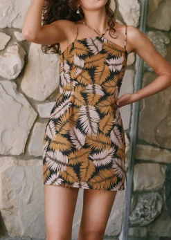 Lost + Wander Dresses*Nightfall Palm Mini Dress TAUPETROPICAL