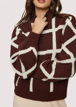 Lost + Wander Sweaters*Off The Grid Sweater DARK-BROWN-GRID