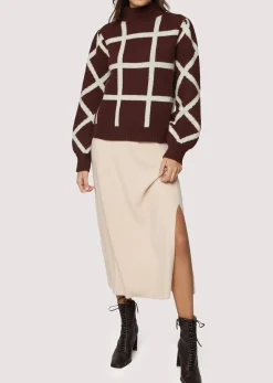 Lost + Wander Tops*Off The Grid Sweater DARK-BROWN-GRID