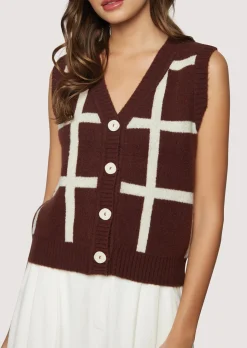 Lost + Wander Tops*Off The Grid Vest DARK-BROWN-GRID