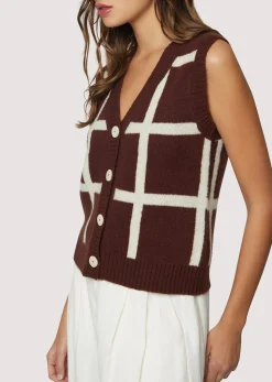 Lost + Wander Sweaters*Off The Grid Vest DARK-BROWN-GRID