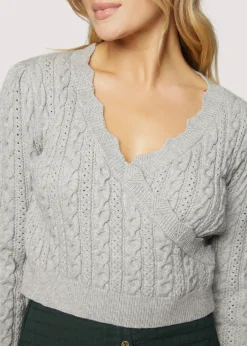 Lost + Wander Sweaters*Olivia Wrap Top HEATHER-GREY