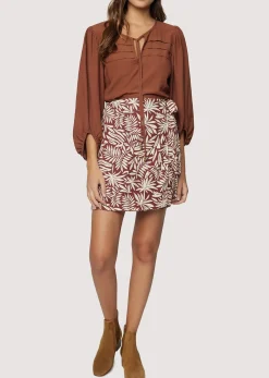Lost + Wander Skirts*Palm Oasis Mini Skirt BROWN-WHITE-PALM