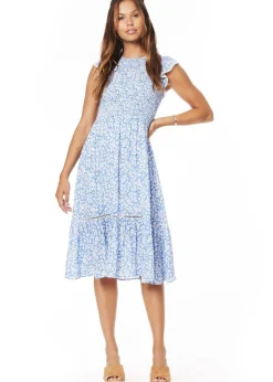 Lost + Wander Dresses*Pick Me Midi Dress BLUE/WHITE