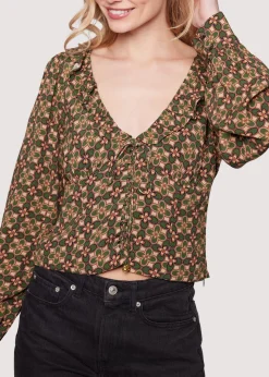 Lost + Wander Tops*Pinnate Leaves Top OLIVE