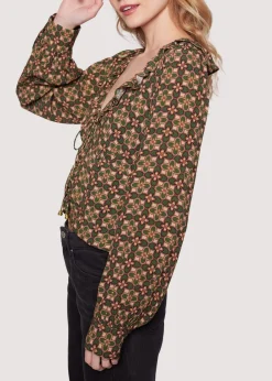 Lost + Wander Tops*Pinnate Leaves Top OLIVE